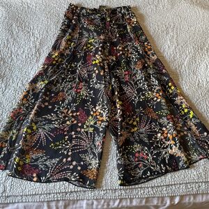 Johnny Was Black Floral Swim Coverup Pants